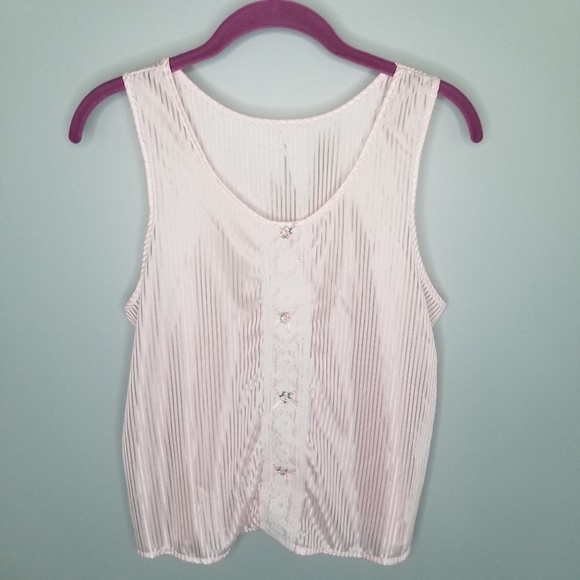 4/$24 {Vintage} Pink Flower Lace Design Night Cami - Picture 1 of 5